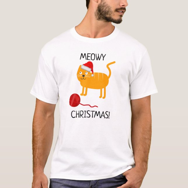 Roligt Orange Cat Meowy jul Manar T-Shirt (Framsida)