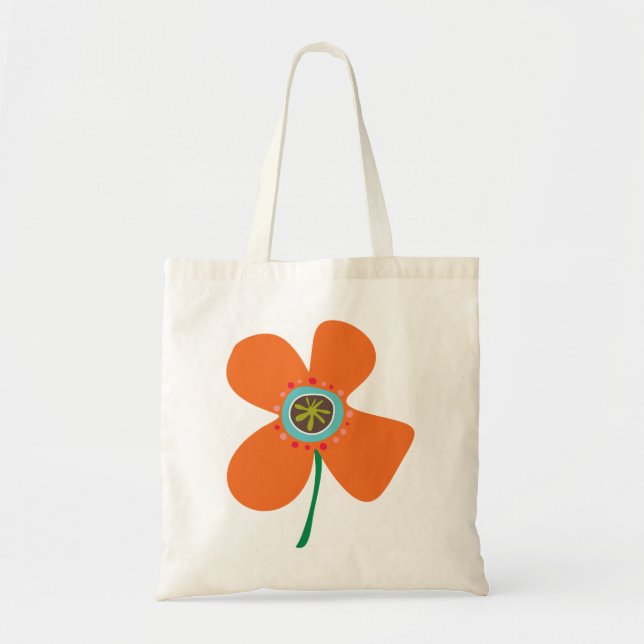 Roligt Orange Daisy Pop Sommarblomma Whimsical Cut Tygkasse (Framsidan)