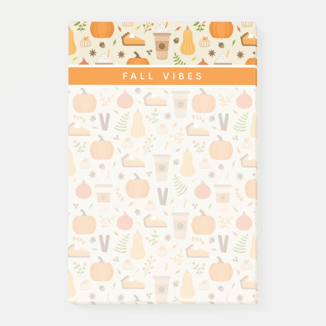 Roligt Orange Fall Mönster Post-it Block (Framsida)