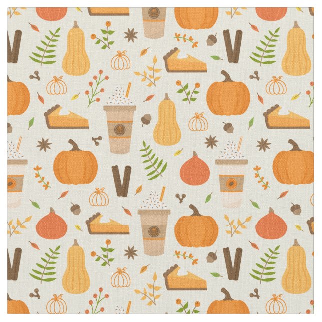 Roligt Orange Fall Mönster Tyg (Närbild)