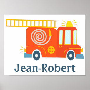 Roligt orange fire lastbil slstege siren poster