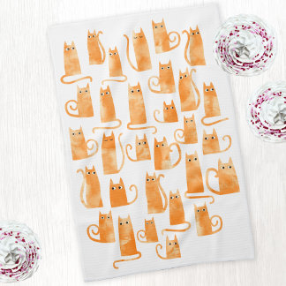 Roligt Orange Ginger Cat Kökshandduk