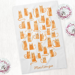 Roligt Orange Ginger Cat-Personlig Kökshandduk