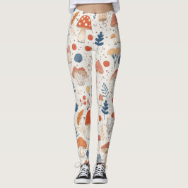 Roligt Orange Hösthösten Mushroom Fairy Garden Leg Leggings