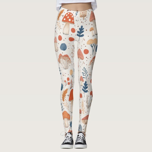 Roligt Orange Hösthösten Mushroom Fairy Garden Leg Leggings (Framsida)