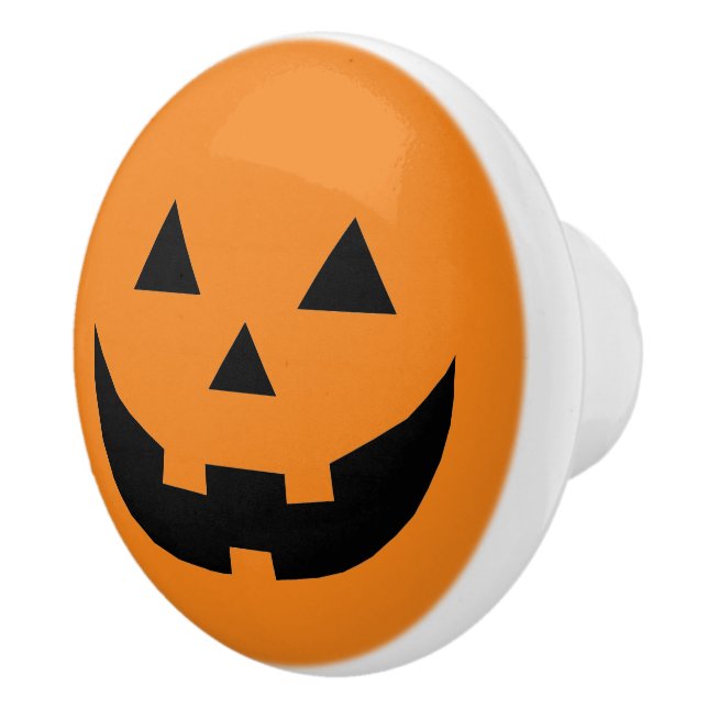 Roligt orange Jack o lantern pumkin ansikte Hallow Knopp (Höger)
