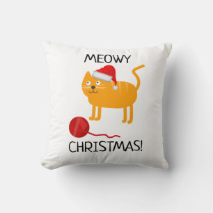 Roligt Orange Kat Meowy Julpillow Kudde