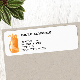 Roligt Orange Katt-Returadress Returadress Etikett