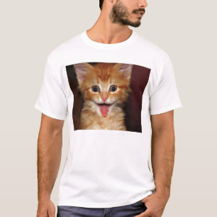 Roligt orange kattungeansikte tee