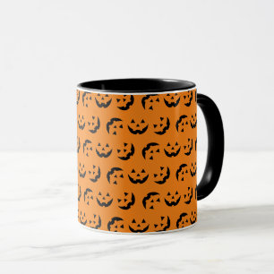 Roligt orange svart jack o lantern mönster Hallowe Mugg