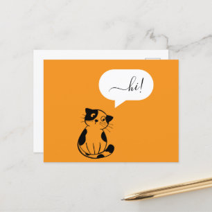 Roligt Orange-vykort med Hi Cat Vykort