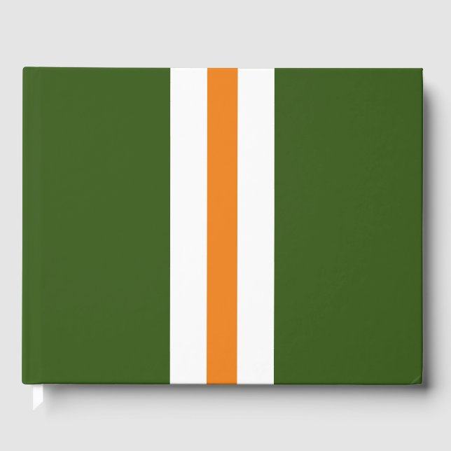 Roligt Orange White Tävla Rand på Forest Grönt Gästböcker (Framsida)