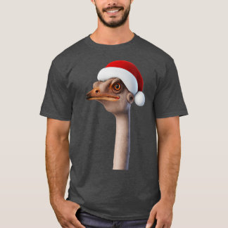 Roligt Ostrich Weating Santa Hat Animal Humor T Shirt