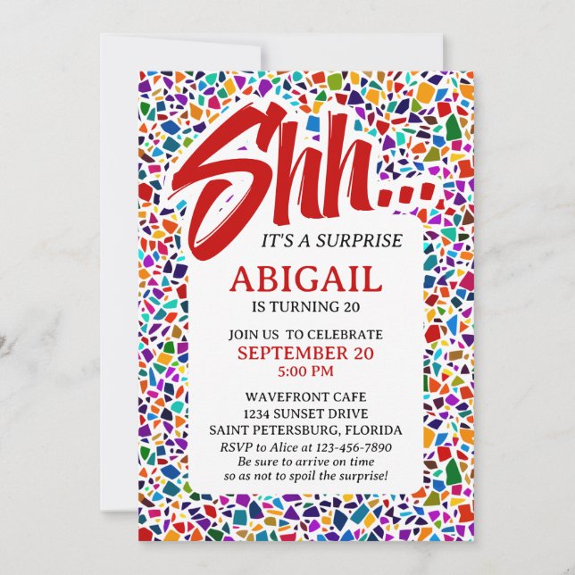 Roligt Överraskad färgad födelsedag Inbjudningar (Framsida)