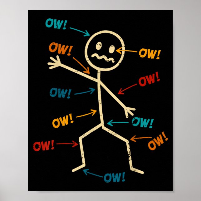 Roligt Ow Ow Ow Ow Uttalande Kroppssmärta Karaktär Poster (Framsidan)
