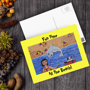 Roligt på bröstkorgen med mitt korg vykort