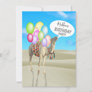Roligt på födelsedagen: Desert Camel Colorful Ball Inbjudningar