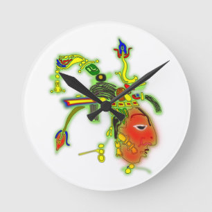 Roligt Painting Mask Tribal Ansikte Rund Klocka