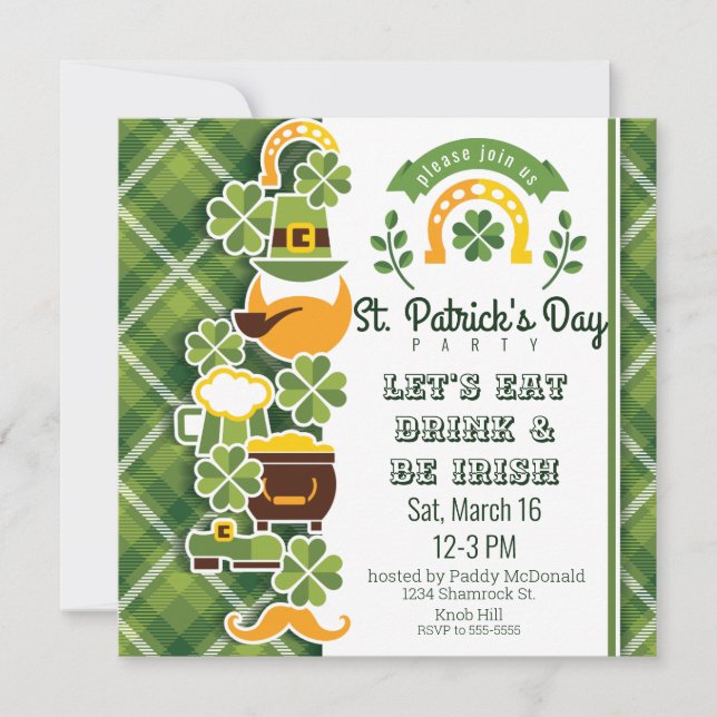 Roligt Papercut St. Patrick Day Leprechaunss Beer Inbjudningar (Framsida)