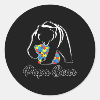 Roligt Pappa Bear Autism Awareness Autism Matchnin Runt Klistermärke