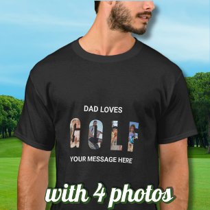 Roligt Pappa Golf Anpassningsbar 4 Fotoutmeddeland T Shirt