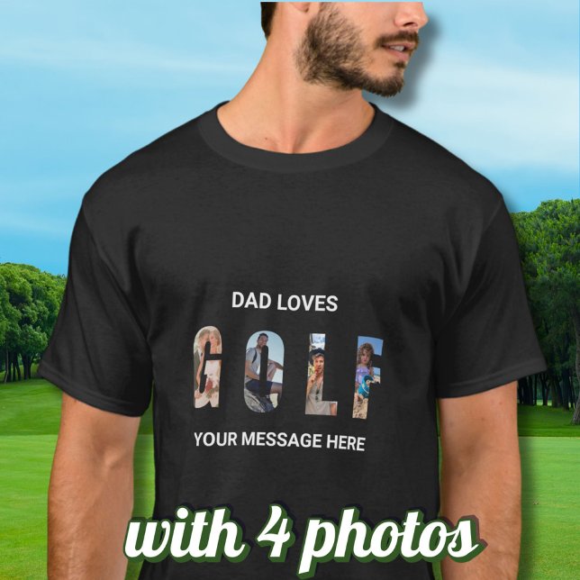 Roligt Pappa Golf Anpassningsbar 4 Fotoutmeddeland T Shirt (Skapare uppladdad)