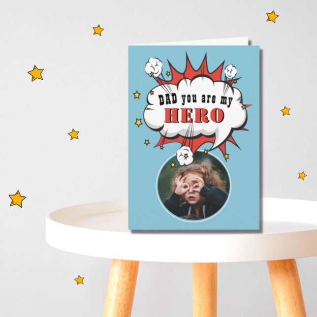 Roligt Pappa Hero Superhjälte Tal Bubble Fars dag Kort (Skapare uppladdad)
