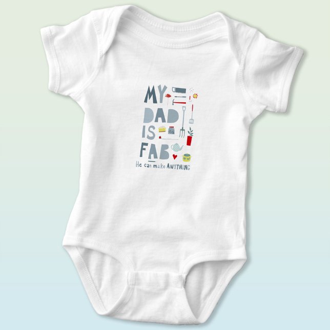 Roligt Pappa T Shirt (Fun My Dad is Fab  baby bodysuit)