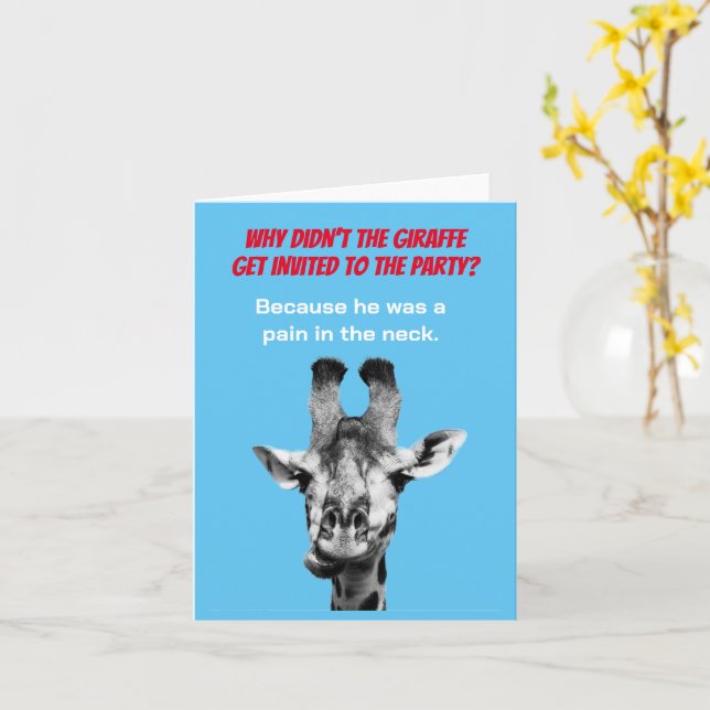 Roligt Pappajoke Greetingkort med Giraff Kort (Gul blomma)