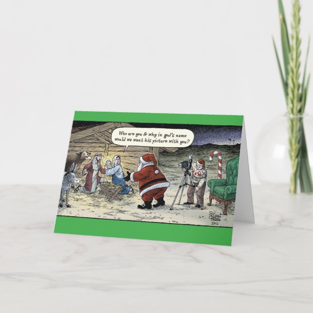 Roligt pappert kort för Nativityfotojul (Framsida)