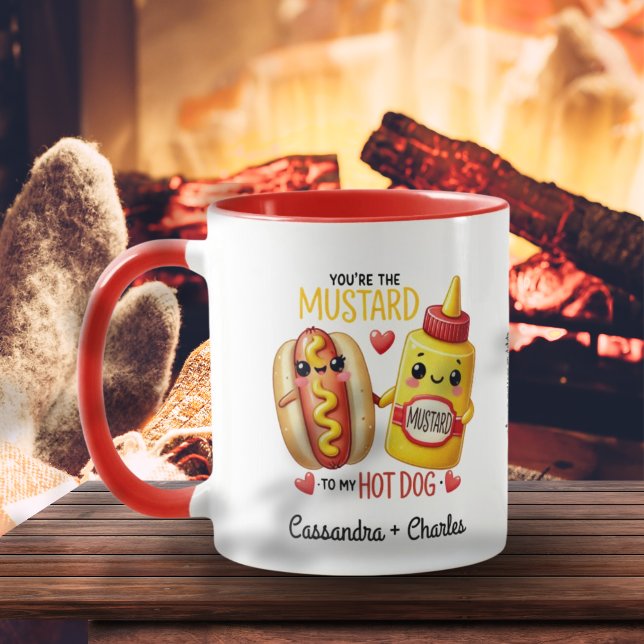 Roligt Par Anpassad "Mustard to My Hotdog" Mugg (Fun Couples Customized "Mustard to My Hotdog" Mug)