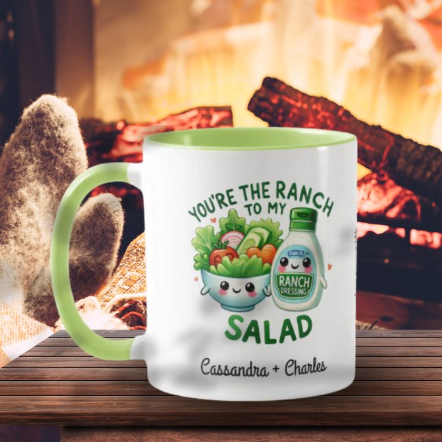 Roligt par anpassad "Ranch to My Salad" Mugg (Fun Couple Customized "Ranch to My Salad" Mug)