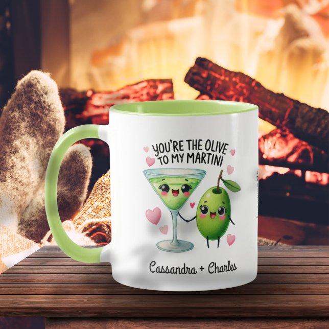 Roligt Par Gift "Olive to My Martini" Anpassningsb Mugg (Fun Couples Gift "Olive To My Martini" Custom Mug)