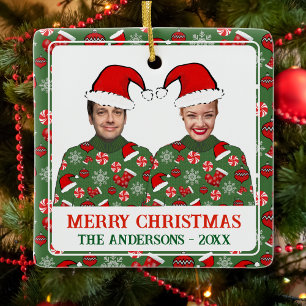 Roligt par God Jul Julgransprydnad Keramik