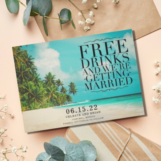 Roligt Paradis för Gratis Drycker Strand Sparadatu Spara Datumet (Skapare uppladdad)