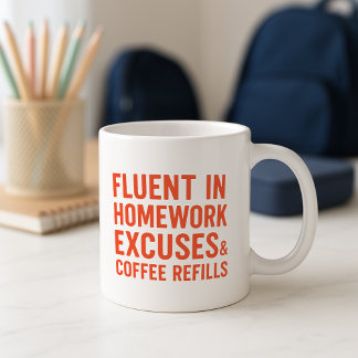 Roligt Parents Mugg; Fluent in Homworking Excuses Kaffemugg