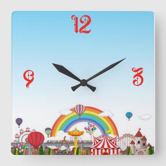 Roligt Park Fyrkantig Klocka (Framsida)