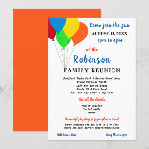 Roligt Party Stil Family Reunion Trendig Balloon Inbjudningar
