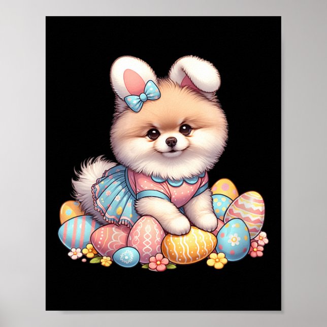 Roligt Påsk Dagen Pommern Bunny Costume Poster (Framsidan)