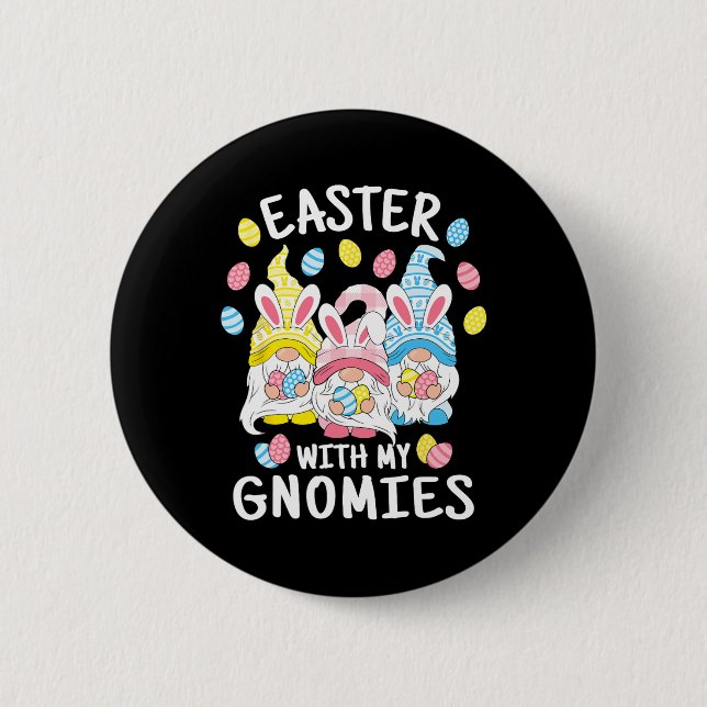 Roligt Påsk med mina domäner Glad påsk Gnome Bunn Knapp (Framsida)