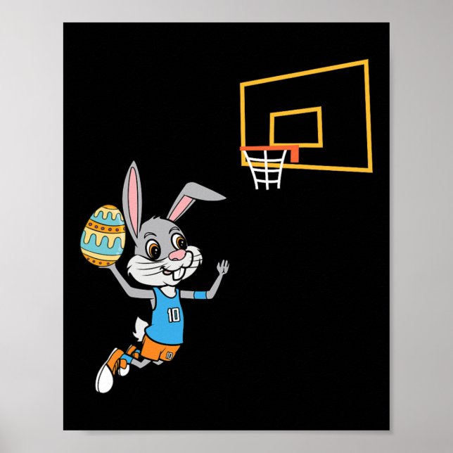 Roligt Påskägg Bunny Dunk Basketball Game Påsk K Poster (Framsidan)