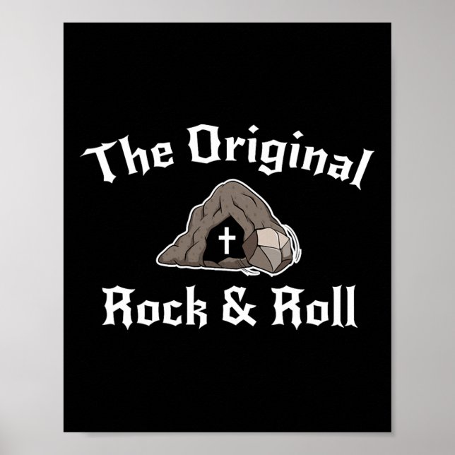 Roligt Påskgrav Christian Original Rock And Roll Poster (Framsidan)