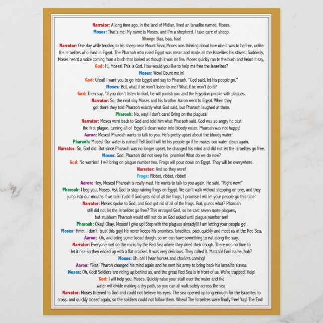 Roligt Passover Story För barn Reklamblad (Baksidan)