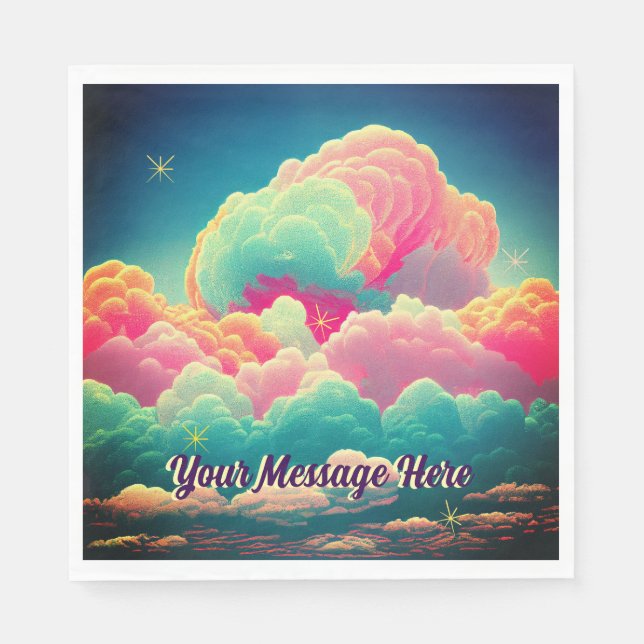 Roligt Pastel Cotton Candy Clouds Pappersservett (Framsidan)