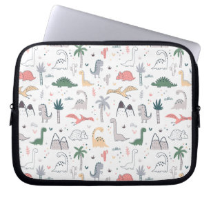 Roligt Pastel Dinosaur Scene Mönster Laptop Fodral