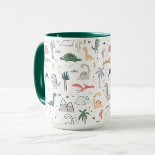Roligt Pastel Dinosaur Scene Mönster Mugg