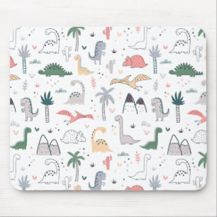 Roligt Pastel Dinosaur Scene Mönster Musmatta