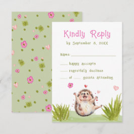 Roligt Pastel Hedgehog Garden Party Baby Shower OS OSA Kort