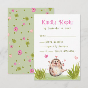 Roligt Pastel Hedgehog Garden Party Baby Shower OS OSA Kort