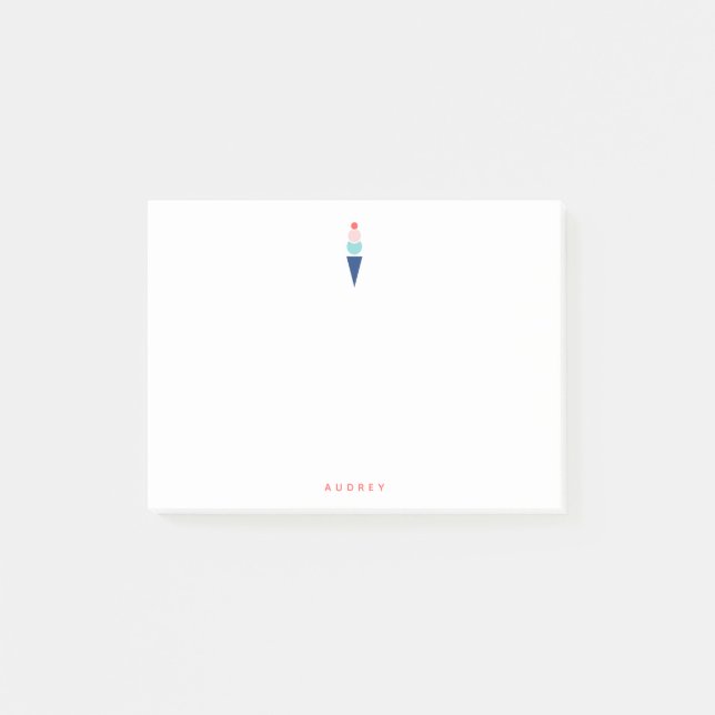 Roligt Pastel Ice Cream Personlig Namn Post-it Block (Framsida)